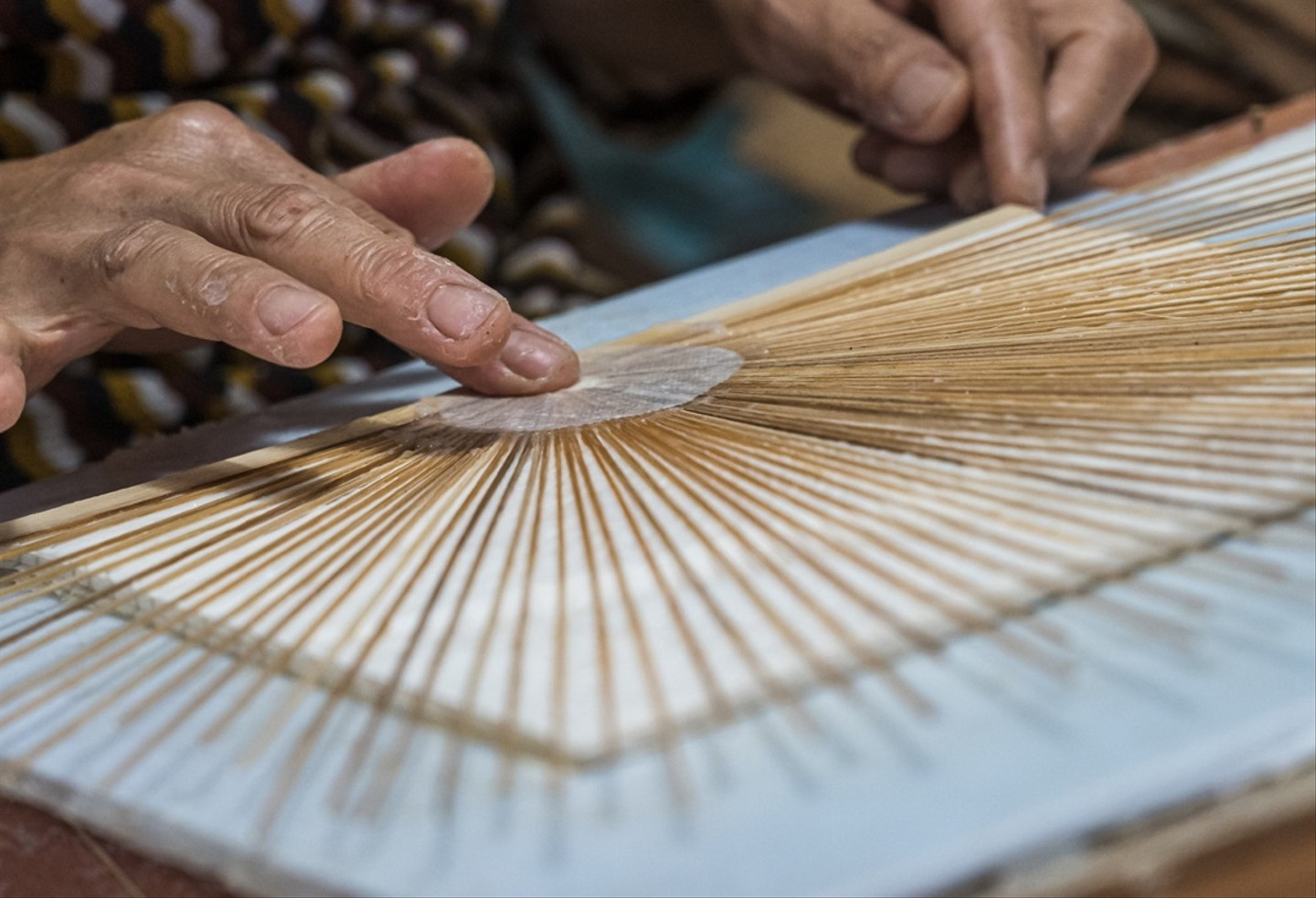 Korean Moshi Fan, Bamboo Fabric Fan Jukho Baram